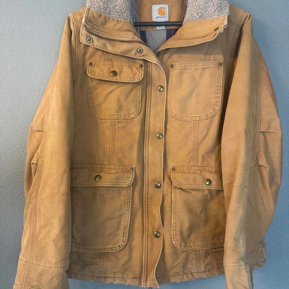 Vintage Carhartt Women's Tan and Brown Jacket